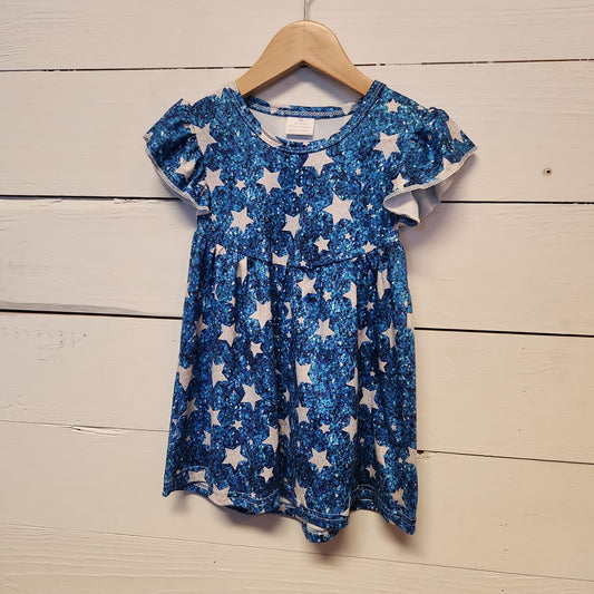 Blue Star Flutter Sleeve Dress