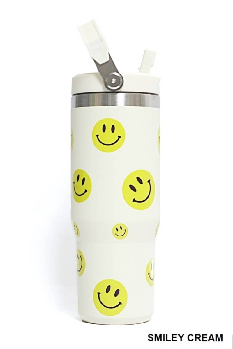 Mardi Gras Swirl 30 OZ STAINLESS STEEL FLIP STRAW TUMBLER- MARDI GRAS SWIRL