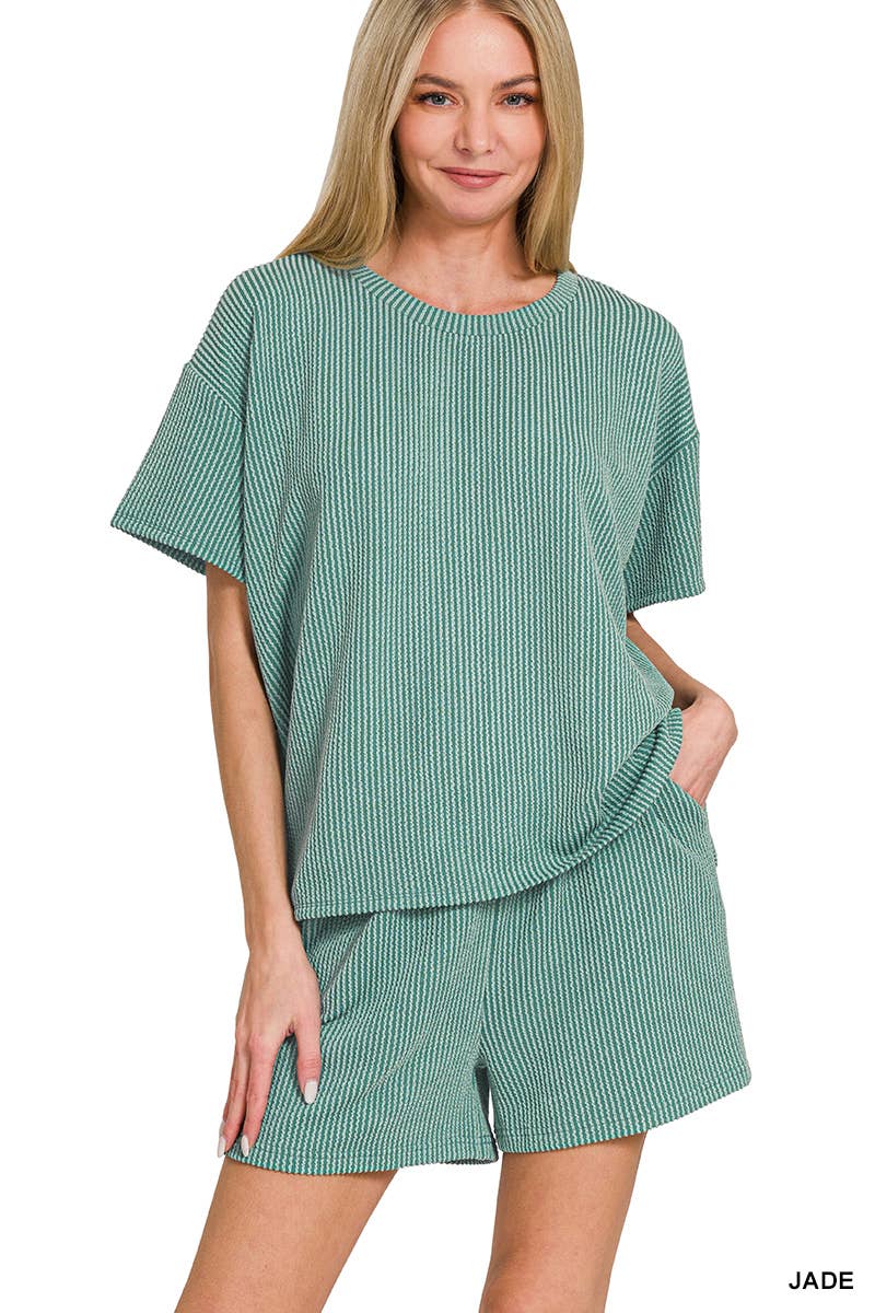 Corded Rib Tee & Shorts Set