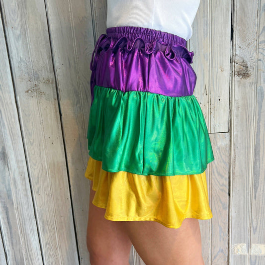 Mardi Gras Metallic Layered Short