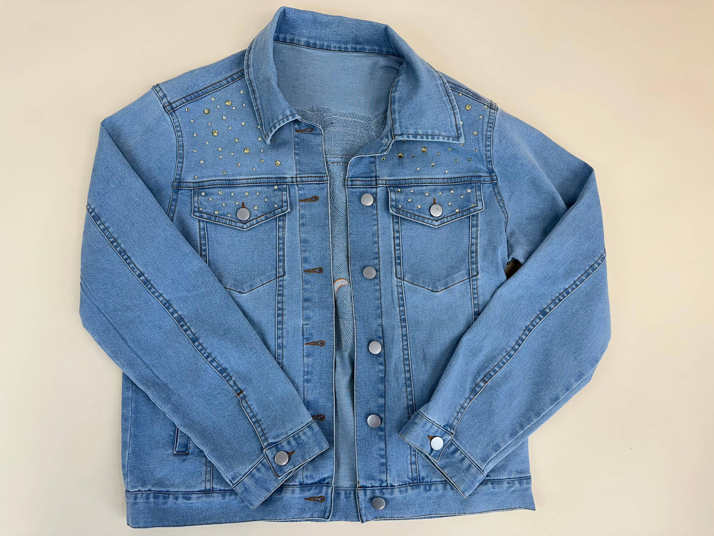 Women's Sequin Embroidery Tiger Denim Jacket