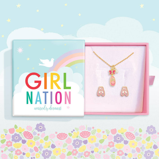 Sweet Petite Necklace and Studs Gift Set | Ballet Shoe