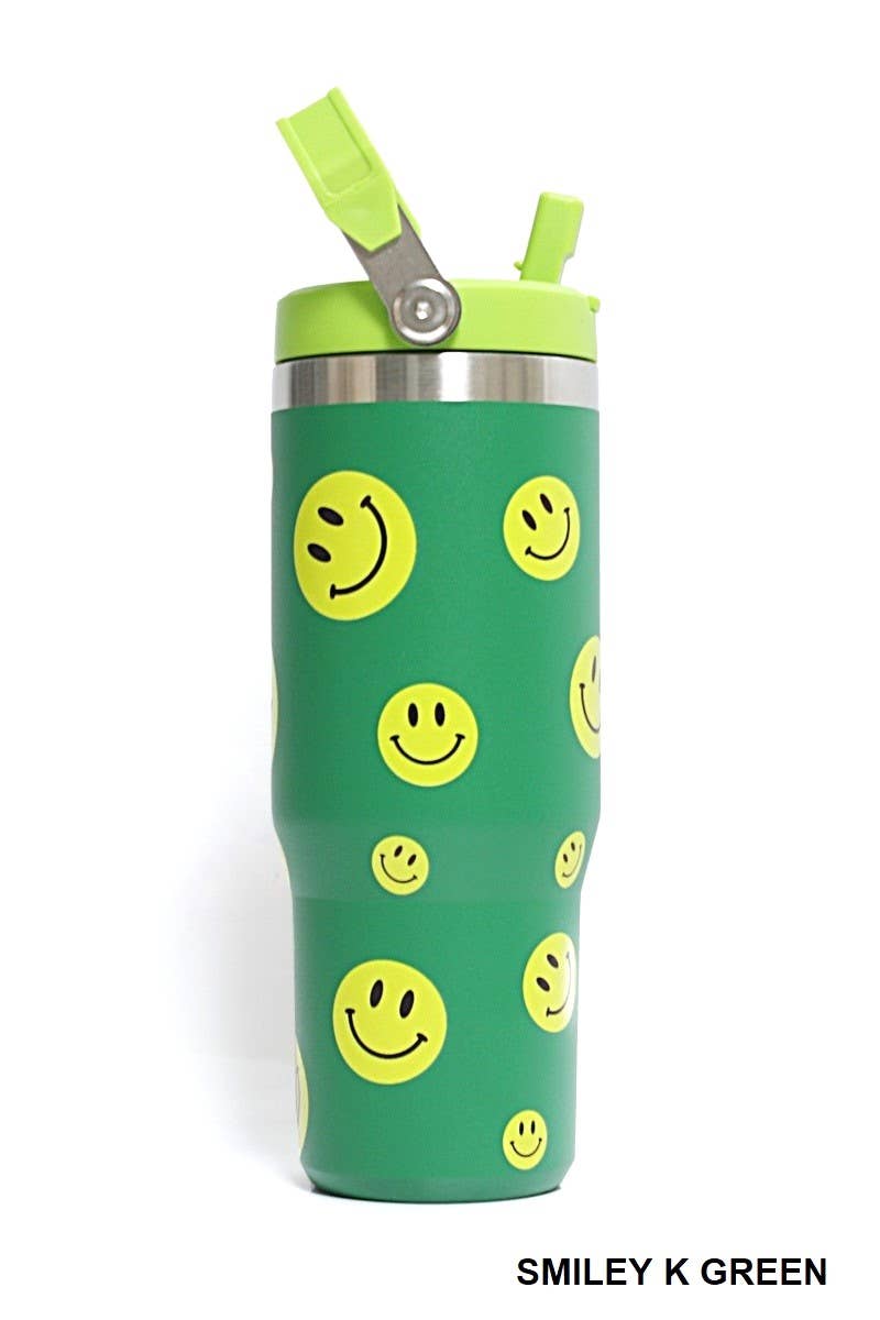 Mardi Gras Swirl 30 OZ STAINLESS STEEL FLIP STRAW TUMBLER- MARDI GRAS SWIRL