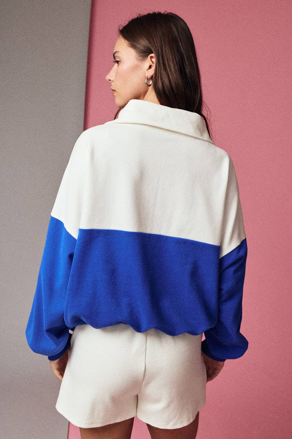 Royal Blue Colorblock Half Zip Pullover