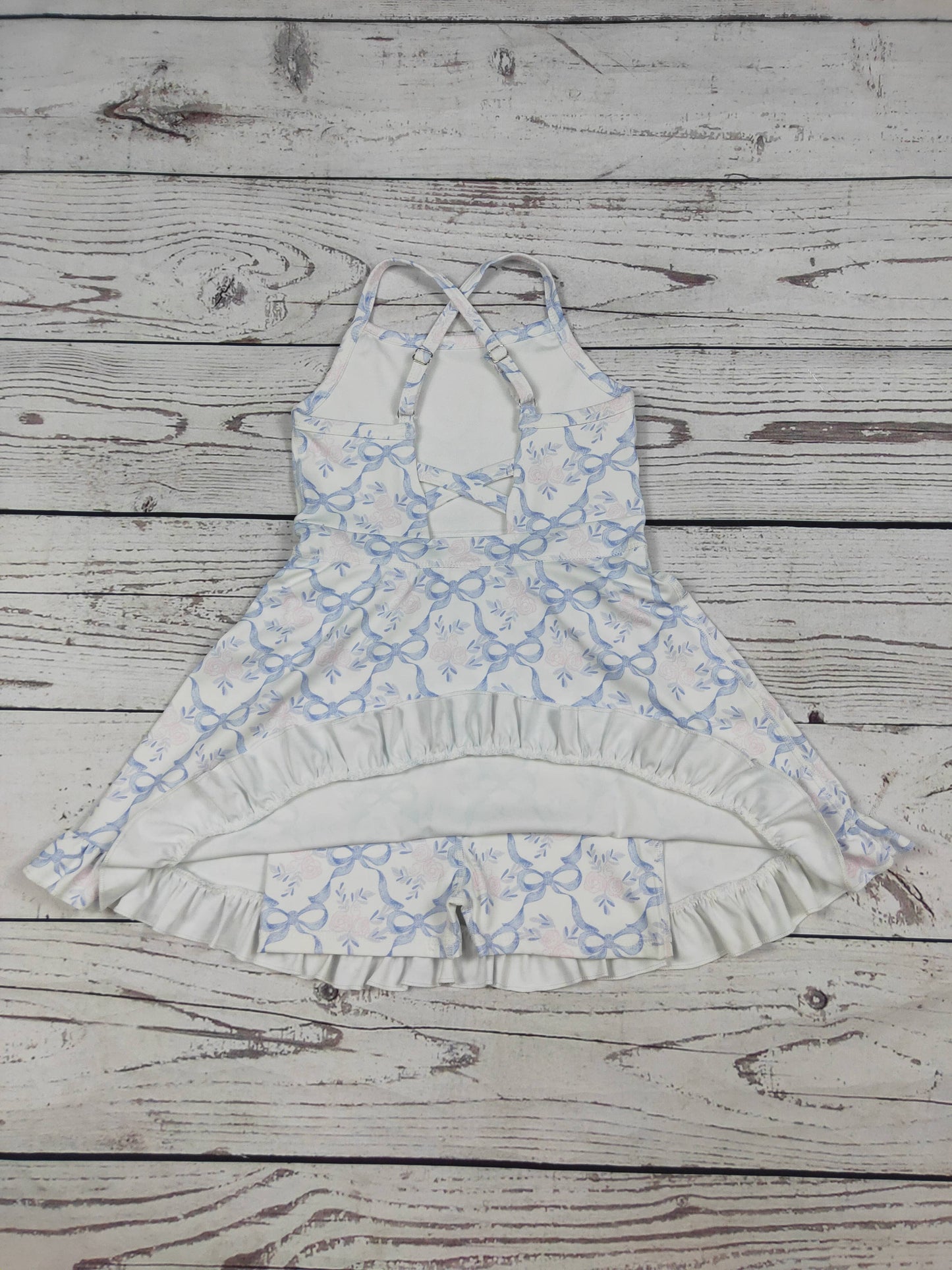 Flower Bow Print Girls Athletic Dress