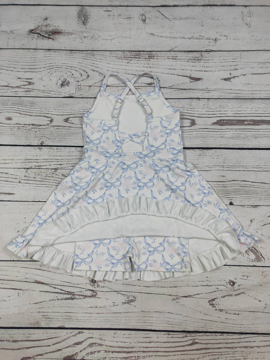 Flower Bow Print Girls Athletic Dress