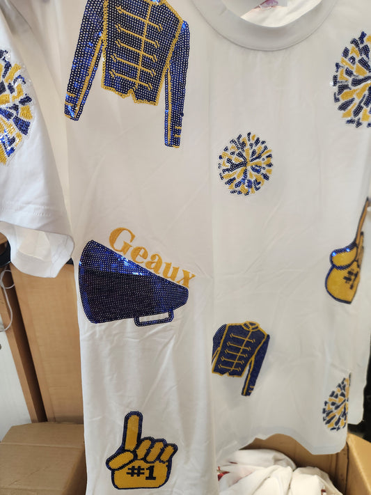 Gameday Tee- Blue/ Yellow
