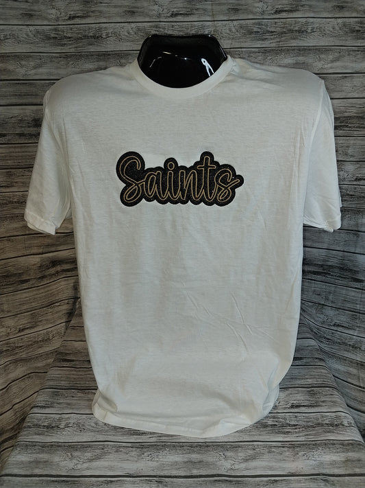 Saints -Glitter Double Layer Embroidered Mascot T-Shirt