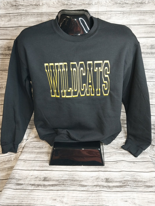 Wildcat Black Custom Mascot Embroidered Sweatshirt