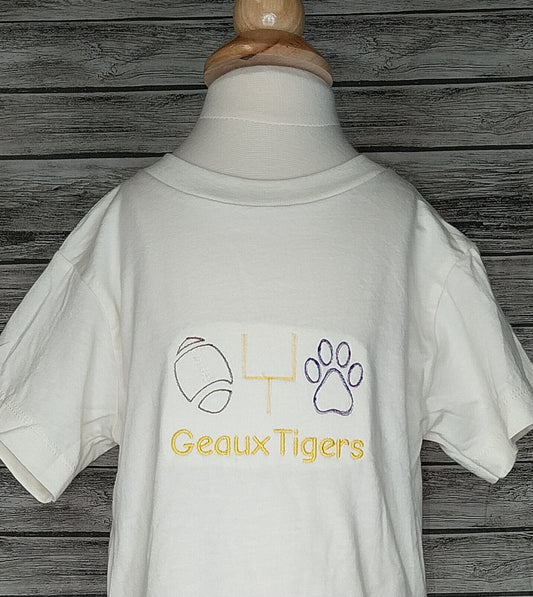 Geaux Tigers Tri-Football Embroidered
