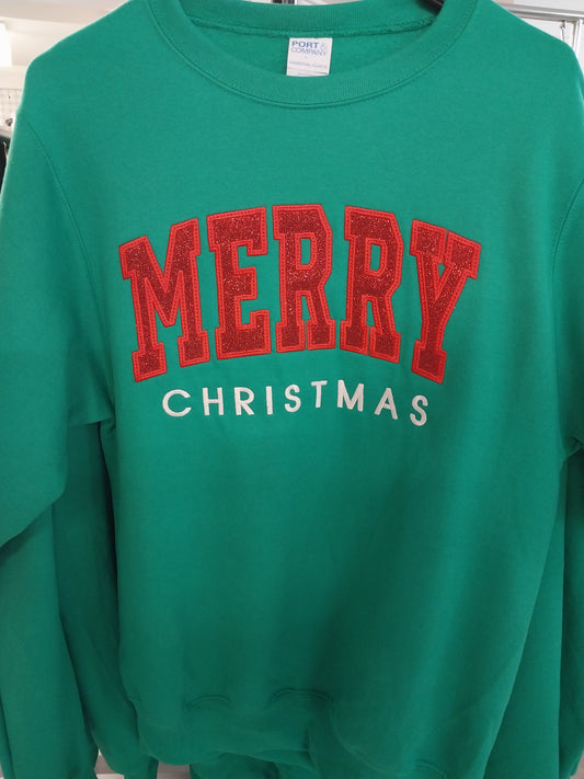 Merry Christmas Glitter/Embroidered Sweatshirt