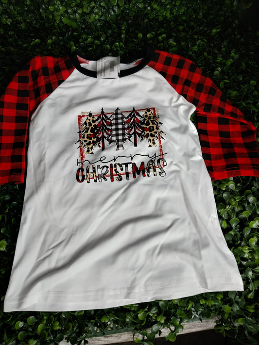 Buffalo Plaid Raglan Christmas Pressed
