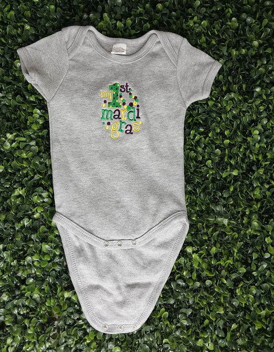 My 1st  Mardi Gras  Bodysuit with Short  Sleeve