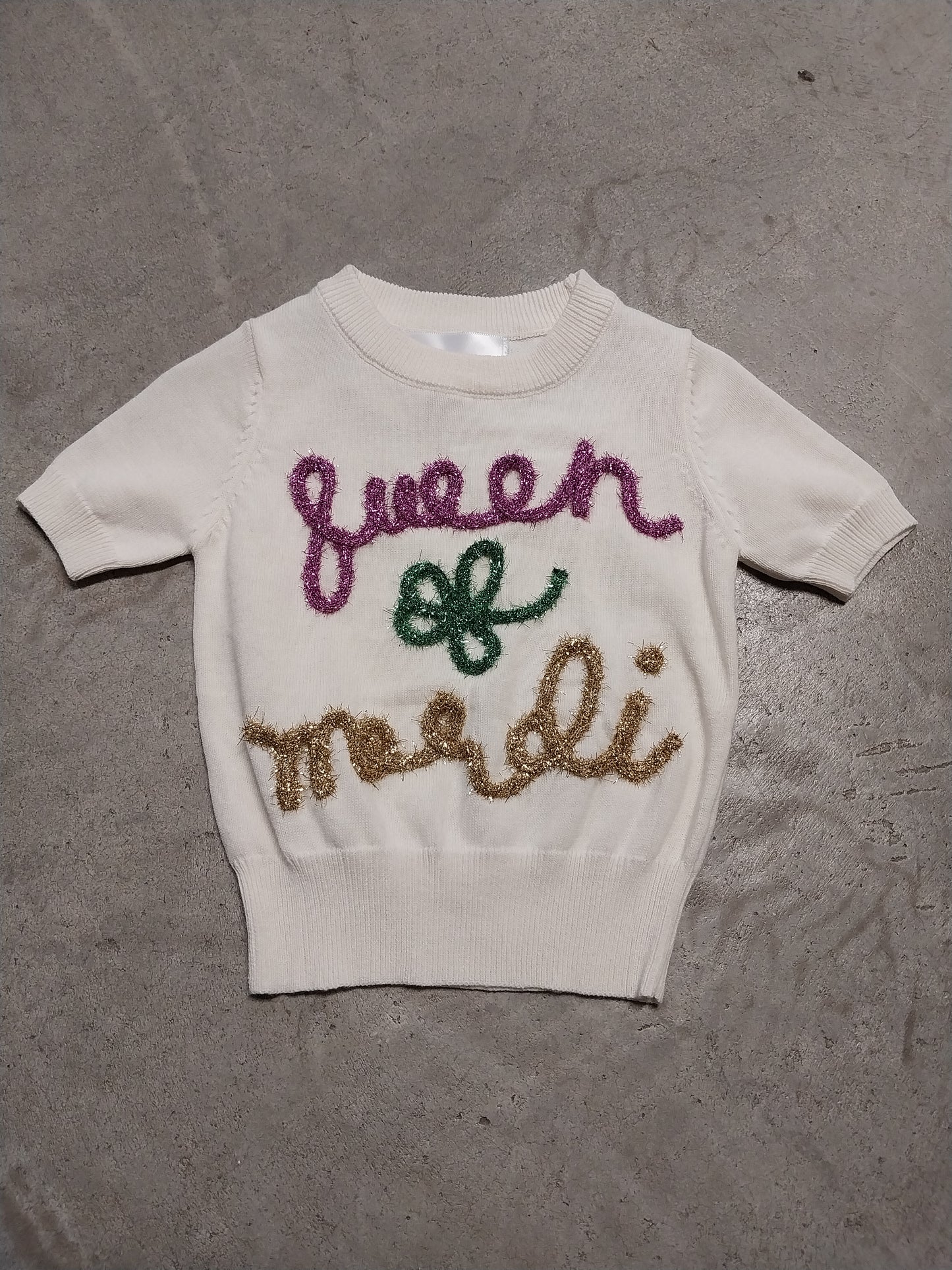 Queen of Mardi Gras Tinsel Top Infant, Toddler, Youth, & Adult