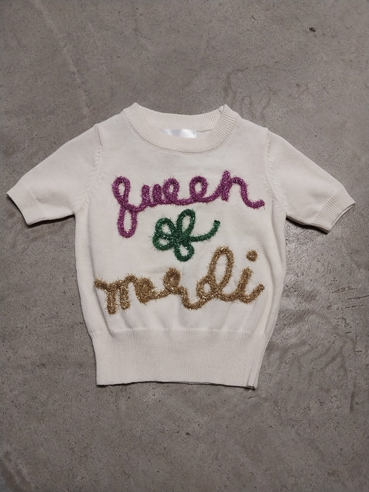 Queen of Mardi Gras Tinsel Top Infant, Toddler, Youth, & Adult