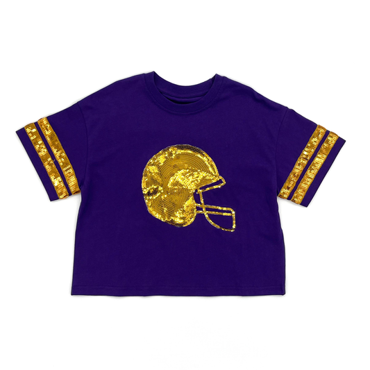 Purple & Gold Sequin Helmet Top