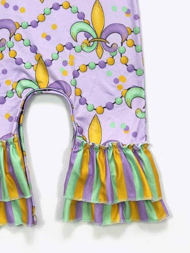 Fleur De Lis Baby Romper Mardi Gras