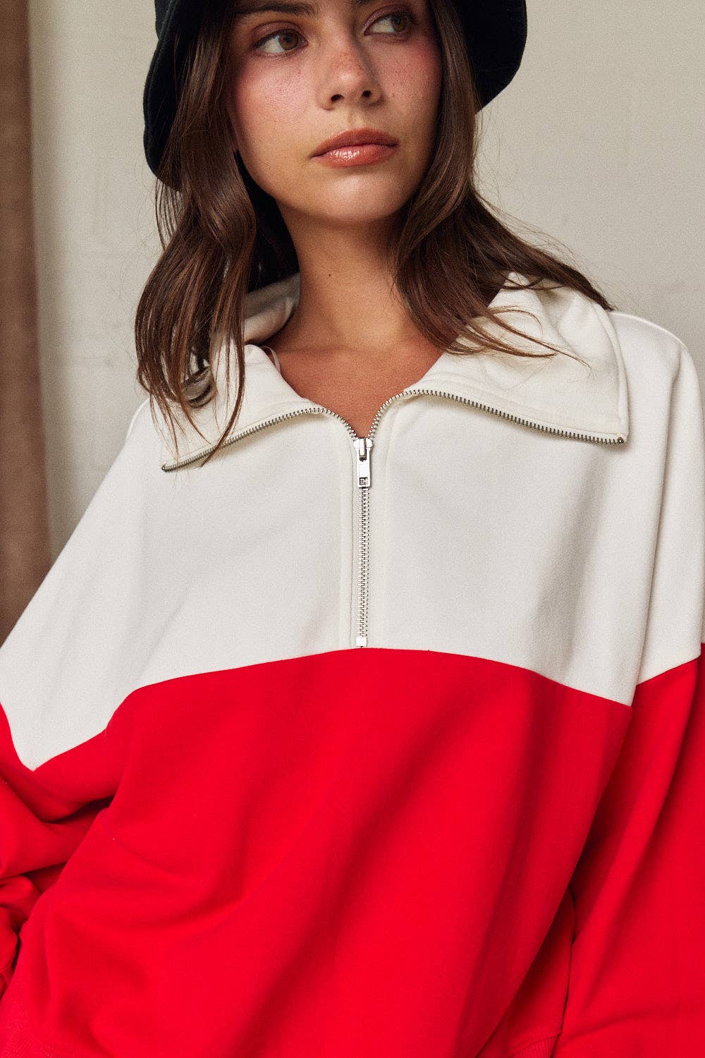 Royal Blue Colorblock Half Zip Pullover