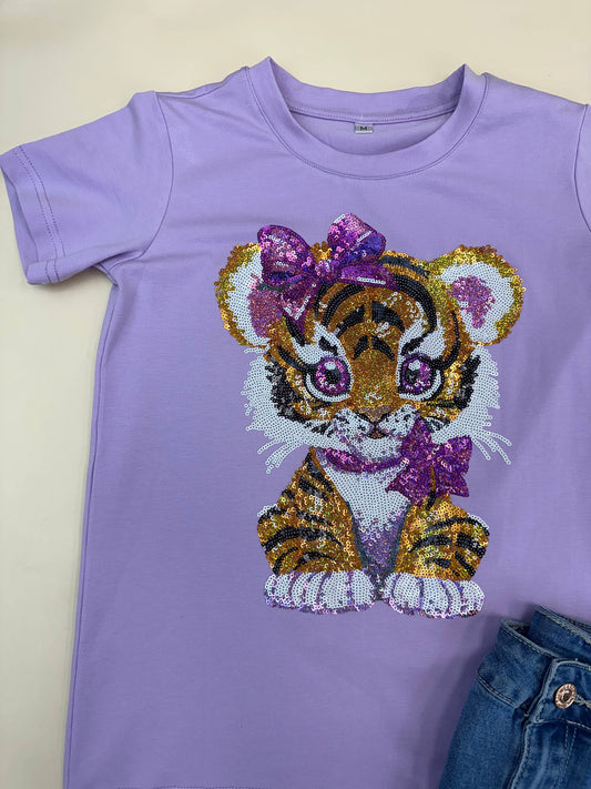Tiger Tilly Youth Sequin Design Tee- Lavender