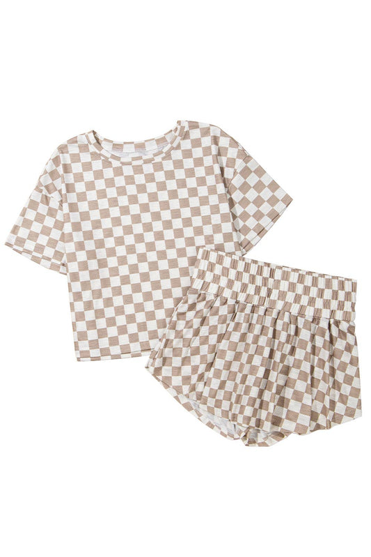 Checkerboard Top & High Waist Skorts
