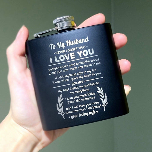 To My Husband Metal Flask