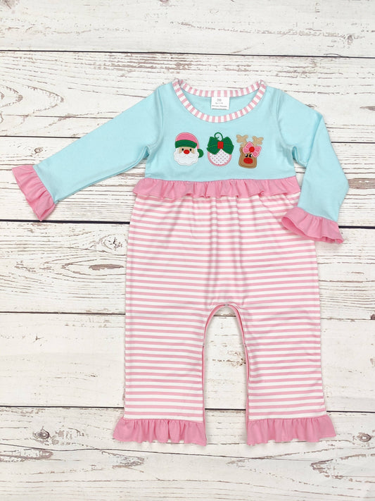 Baby Pink Appliqué Christmas Romper