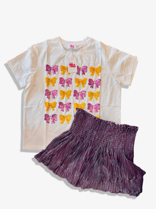 Purple and Gold Bows Tee