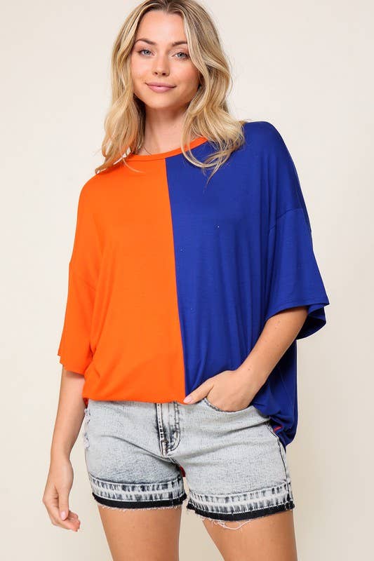 Game Day Multi Color Knit Top- Deep Red/ White