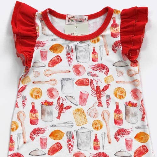 Crawfish Boil Baby Romper Girls
