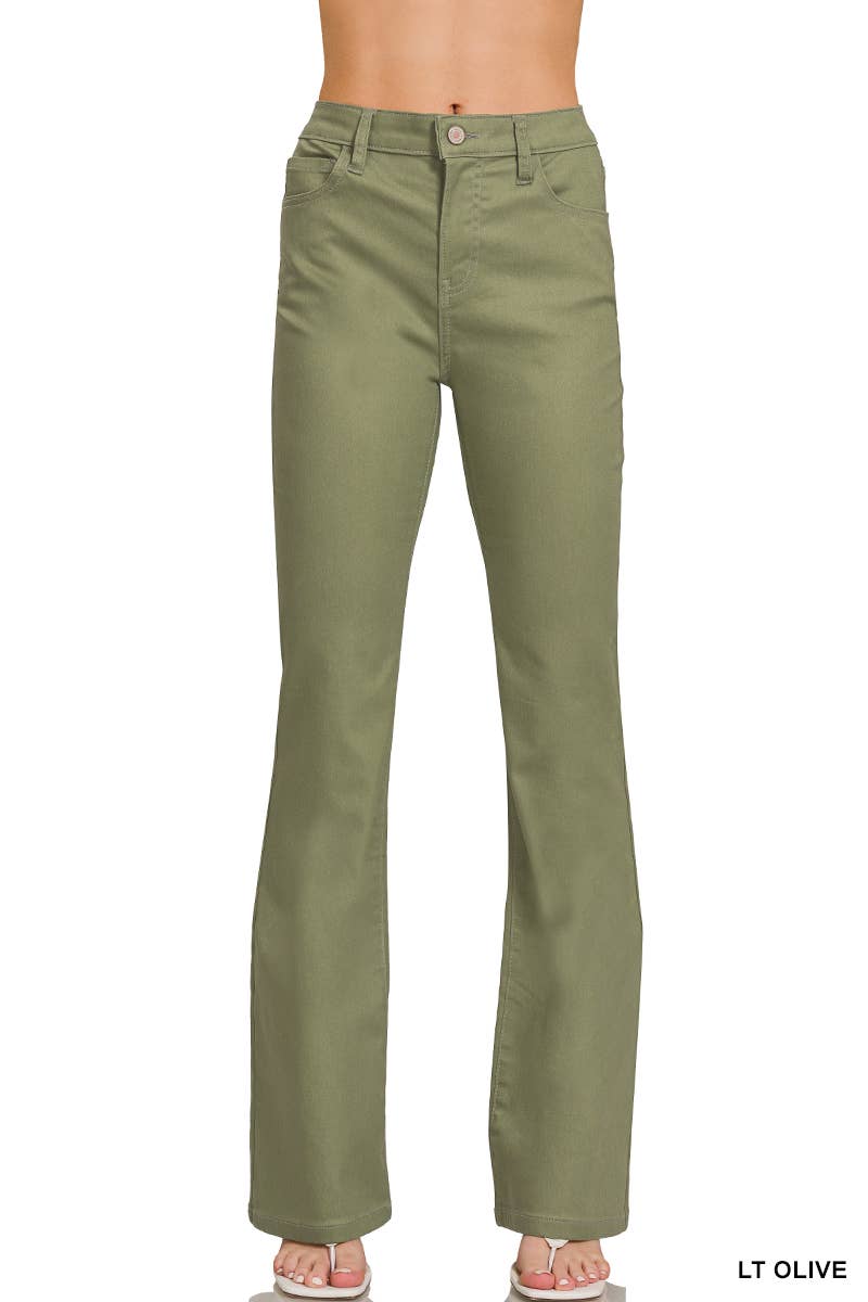 High Rise Bootcut Color Denim Pants