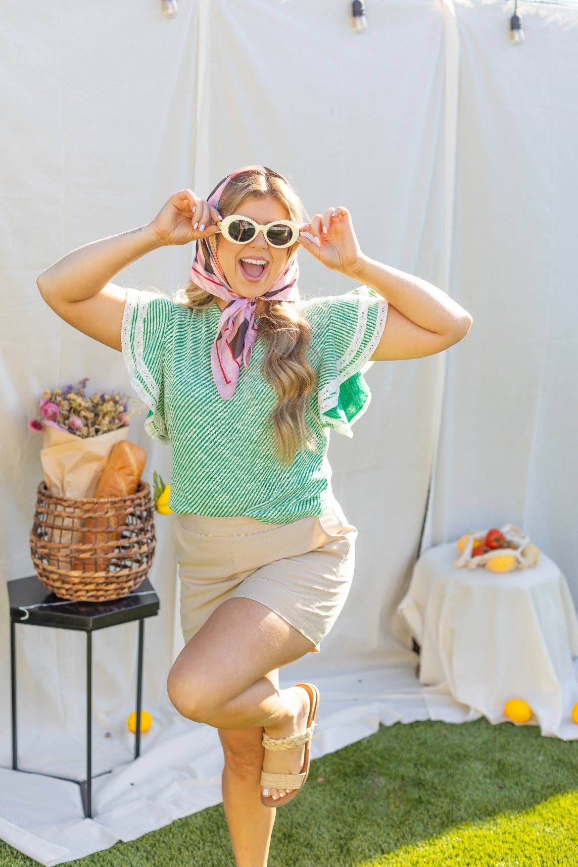 Knit Top Lace Trim Shirt