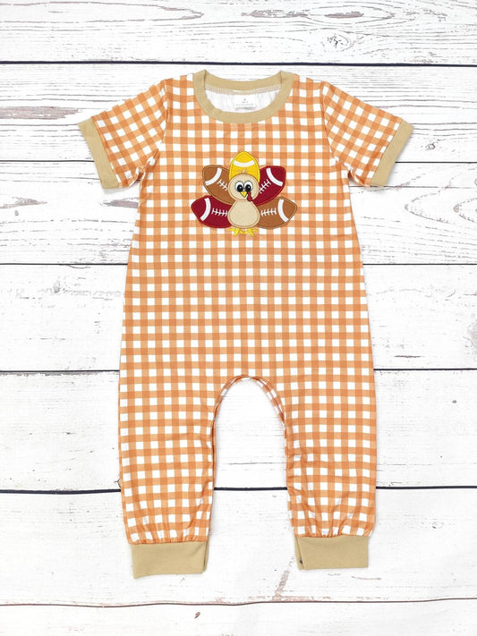 Football Turkey Appliqué Romper