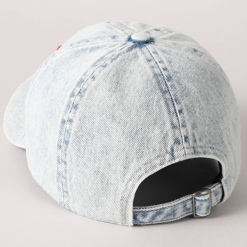 USA Letter Chenille Patch Baseball Cap- Light Blue