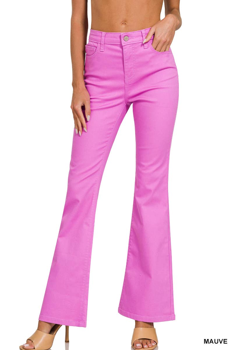 High Rise Bootcut Color Denim Pants