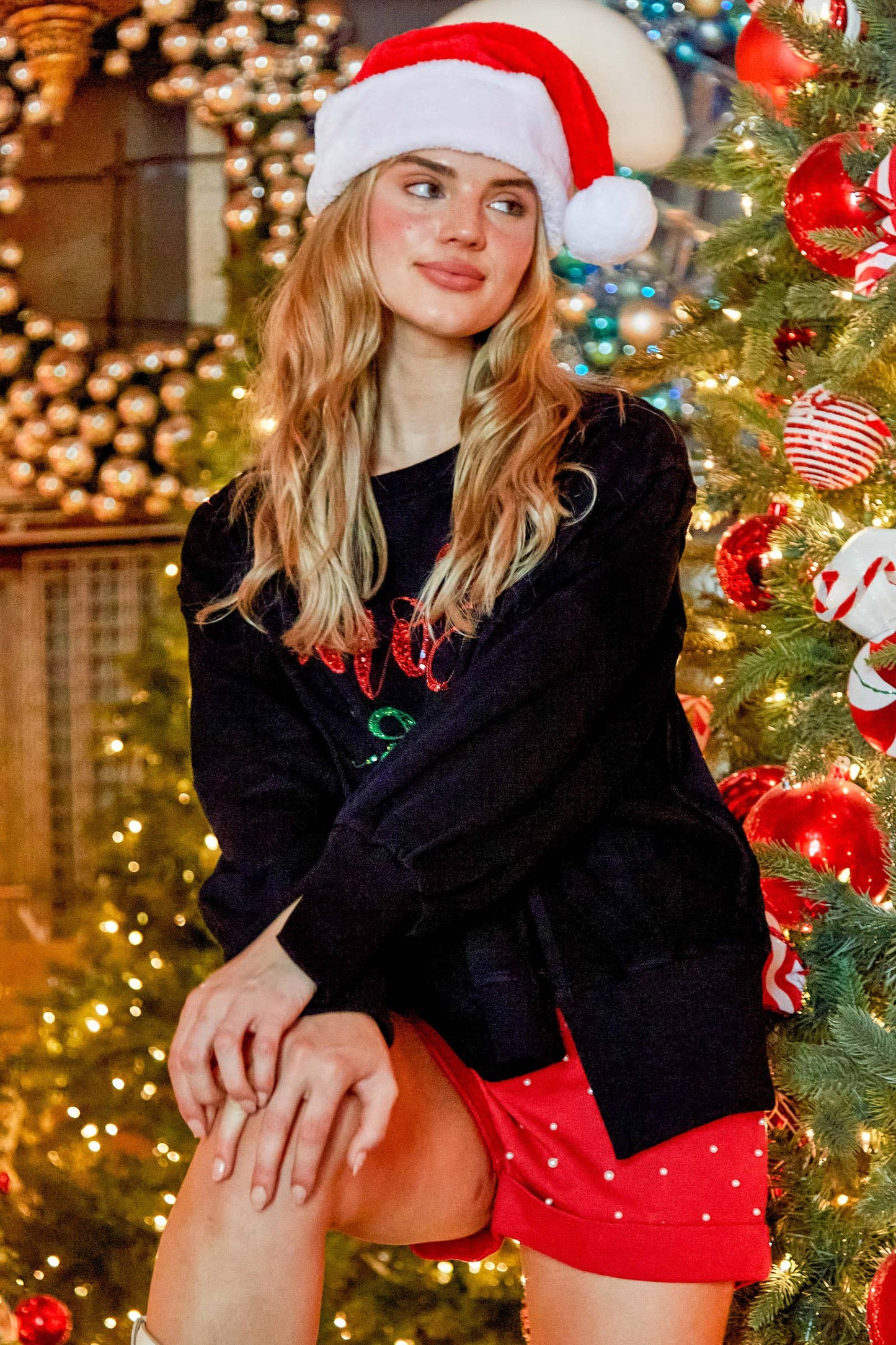 Jolly Holly French Terry Sweatshirt- Ivory