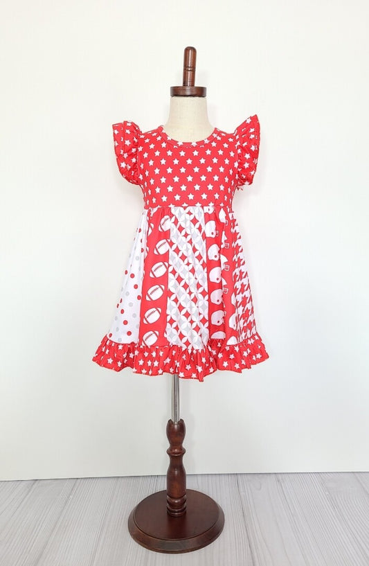 Red Football Star Girls Dress