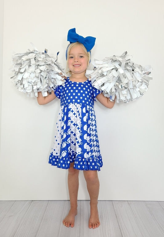 Blue Football Star Girls Dress