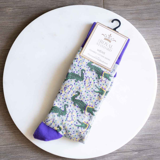 Men's Pardi Gator Socks   Gray/Purple/Green   One Size