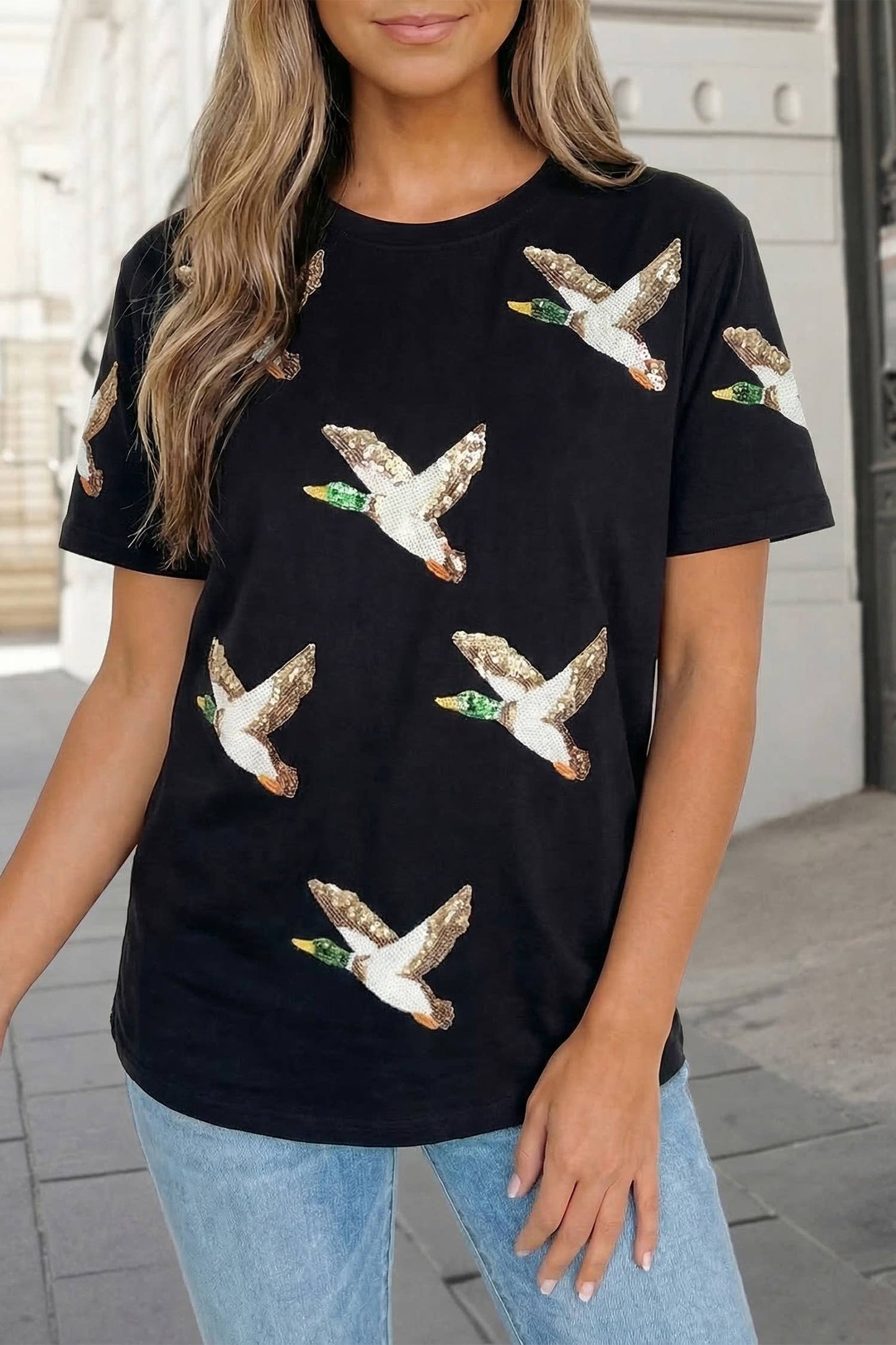 Sequin Mallard Duck Western Graphic Tee