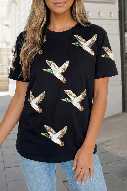 Sequin Mallard Duck Western Graphic Tee