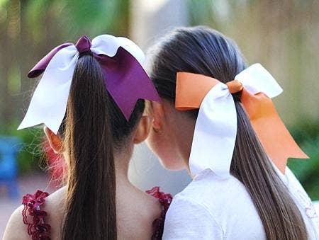 School Spirit Cheer Bows: Purple/Yellow