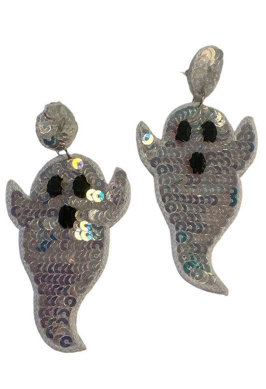 Halloween Sequin Ghost  - White