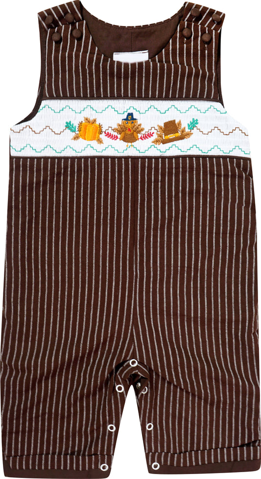 Thanksgiving Turkey Smocked Longall Romper