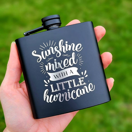 Sunshine Mixed With A Little Hurricane Metal Flask