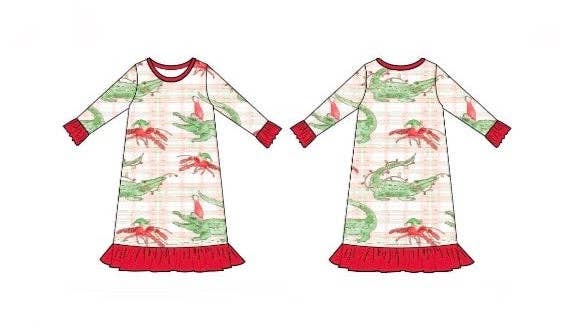 Gator & Crawfish Christmas Gown