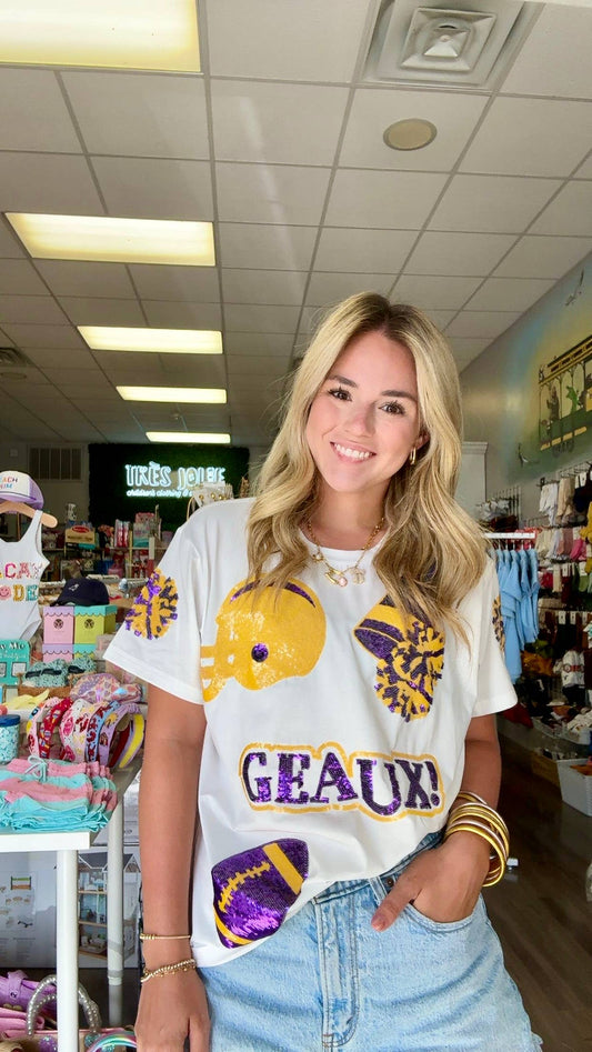 Purple/Gold Let's Geaux Sequin Shirt