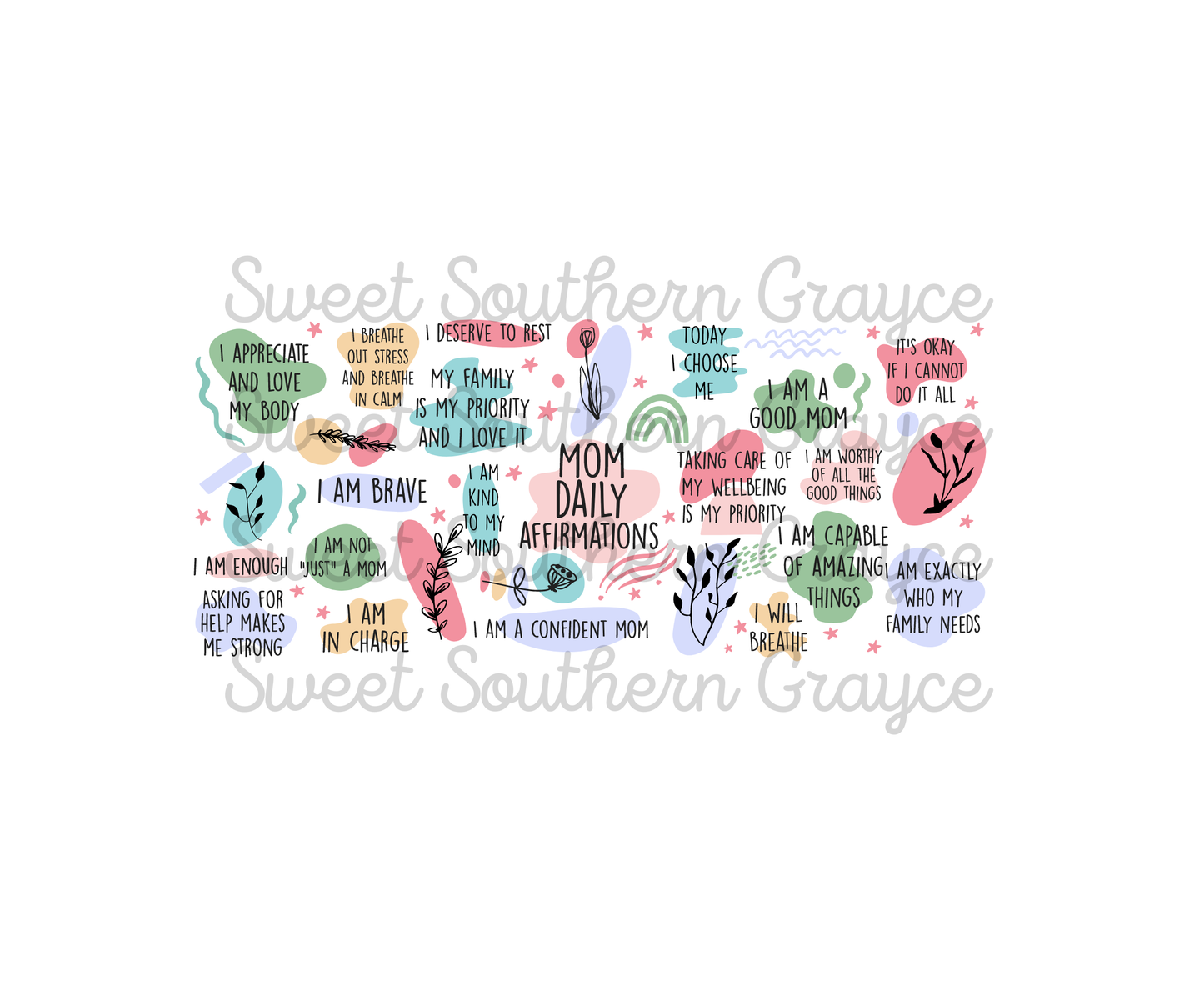 Mom Daily Affirmations 16oz Glass Tumbler