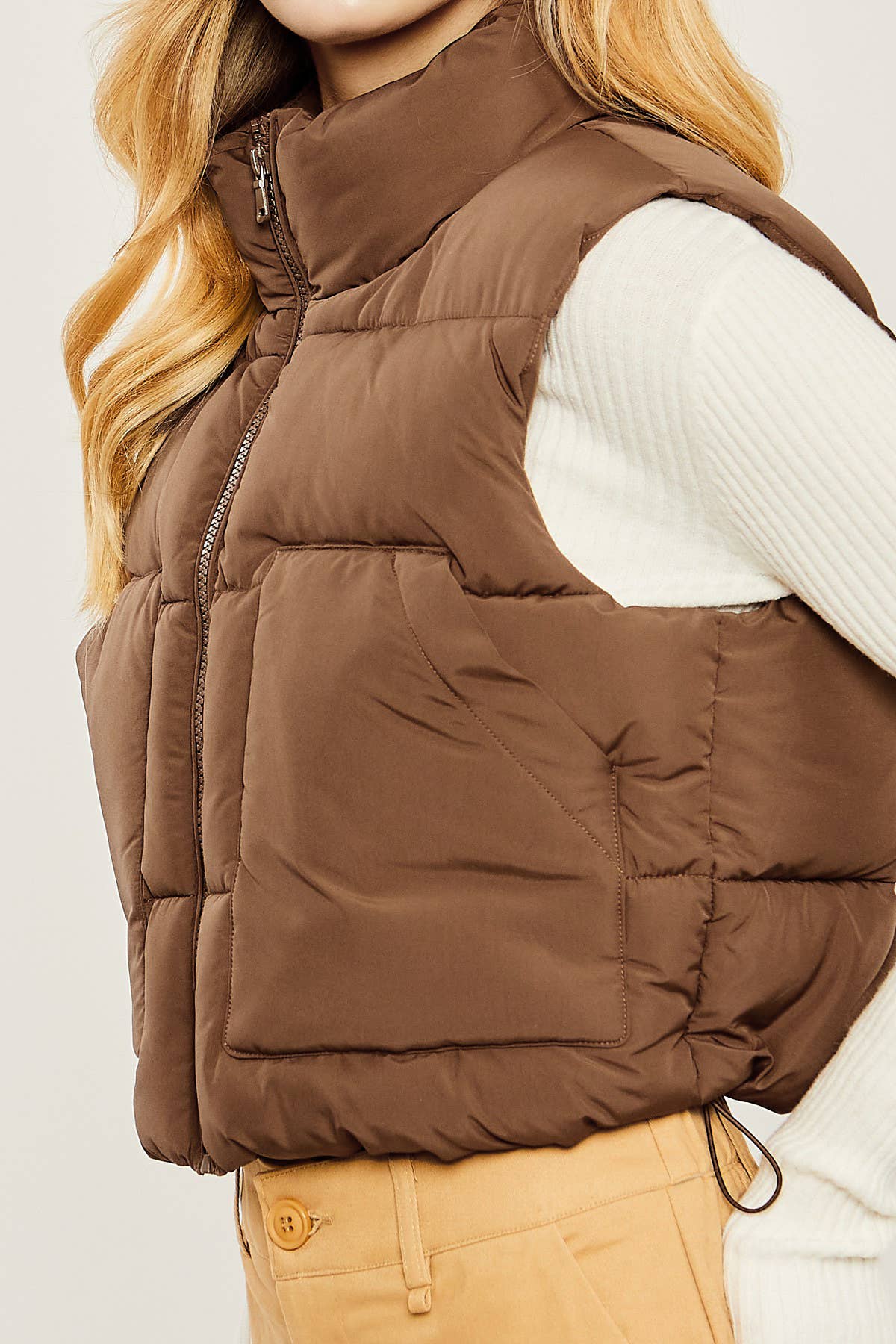 Puffer Vest With Pockets- Green
