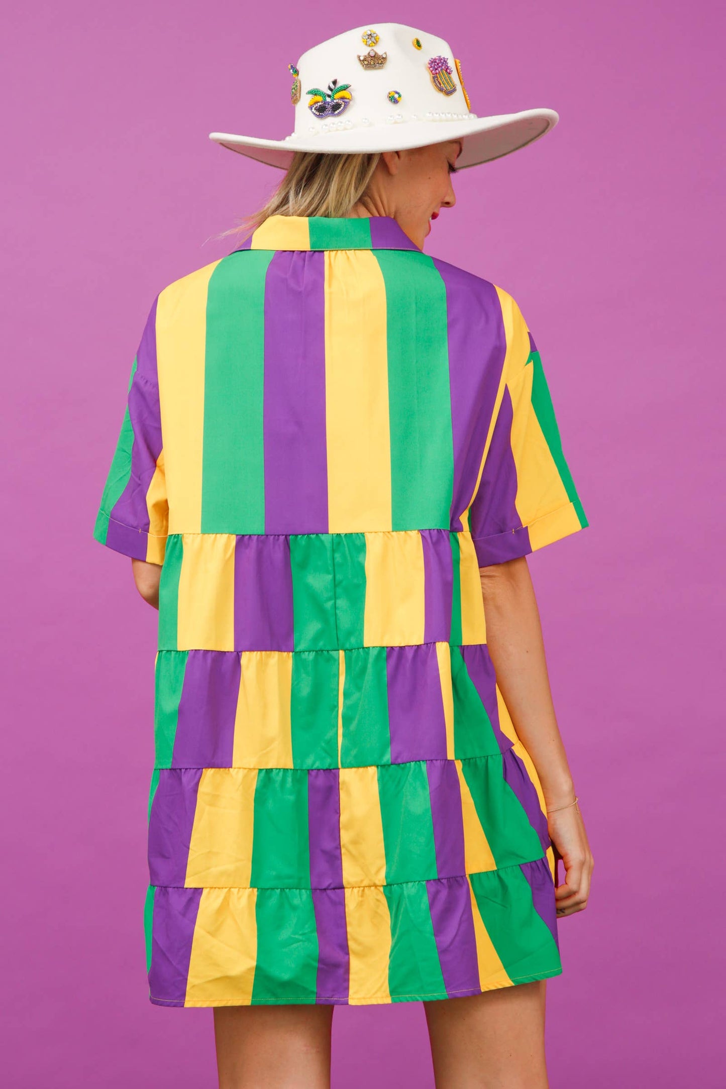 Mardi Gras Striped Shirt Dress