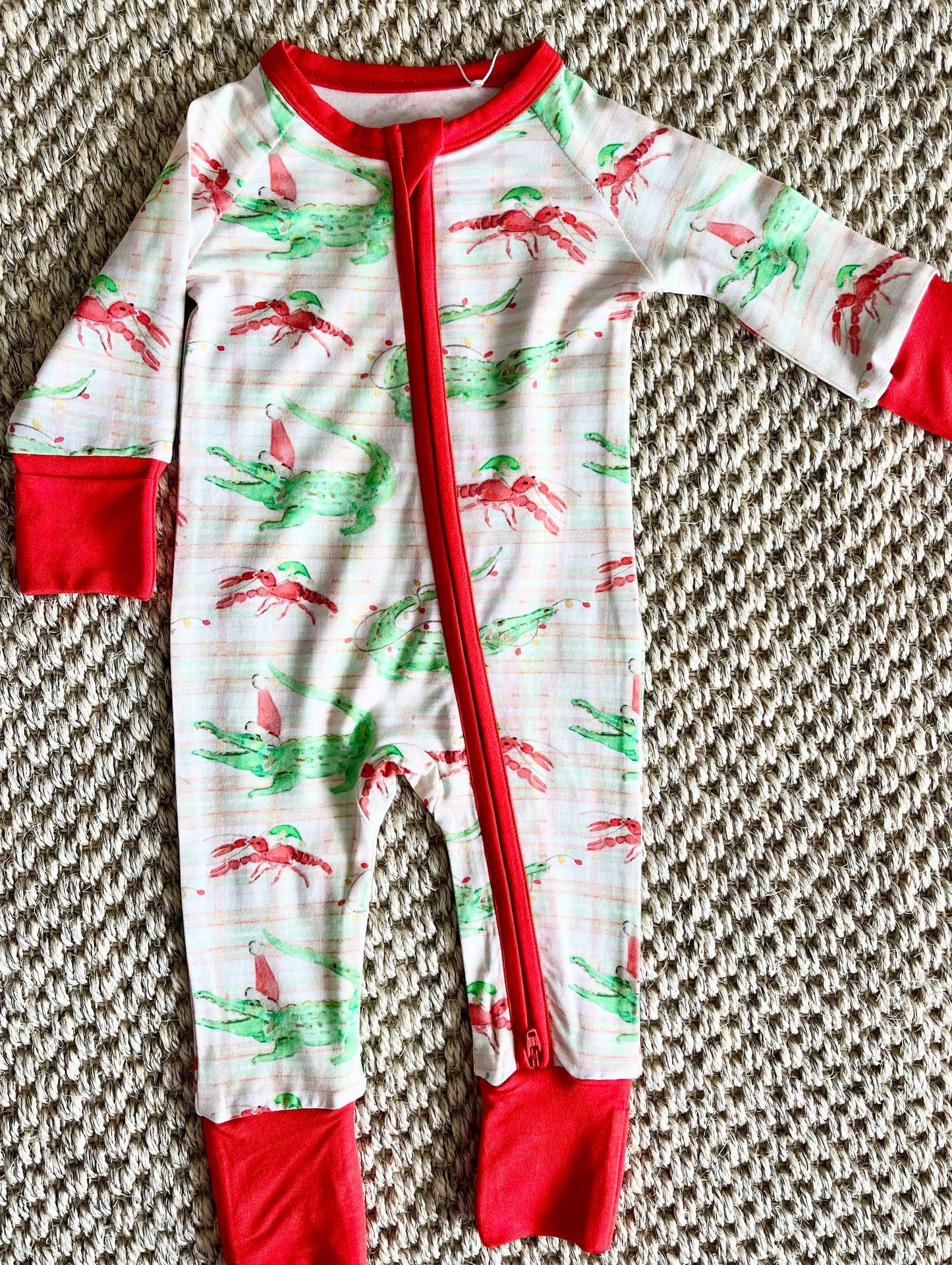 Gator & Crawfish Christmas Zipper Onesie